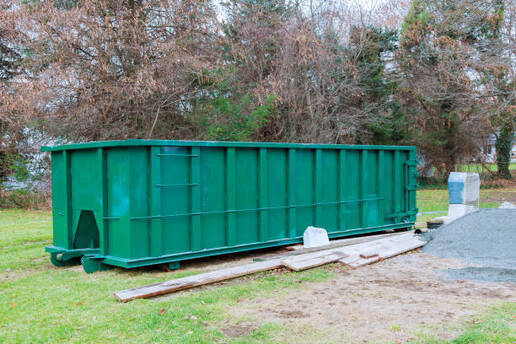 40 yard green dumpster rental at a construction site in Norwalk, CT.